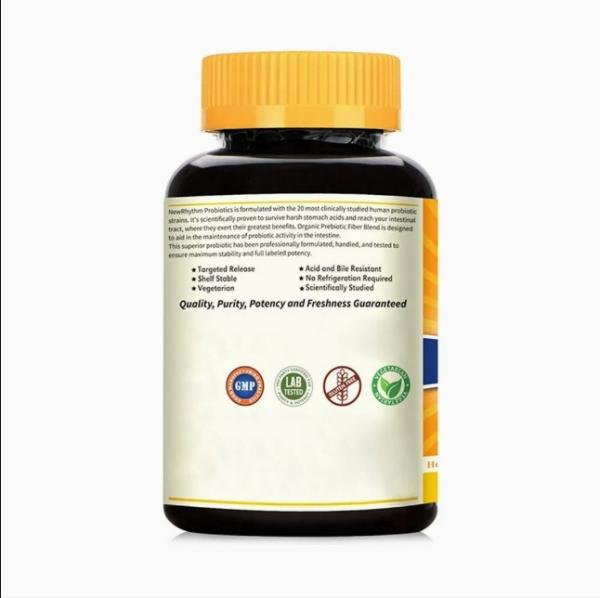Probiotic Capsules Organic Vegan Immune Support Digestion & Gut Fiber Supplement