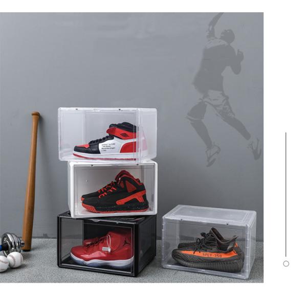 Magnetic 39X29cm Plastic Shoe Box Organizer Plastic Container For Sneakers