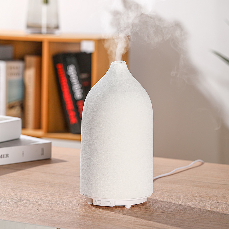 Ceramic Shell Aroma Diffuser with 3 Spray Modes, 2/4/8H Timer LED Indicator, Warm Yellow & 7-Color LED Lights