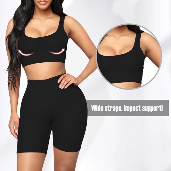 HEXIN Fashion Women's High Waisted Mini Sport Suit Running Two Piece Set for Exercise
