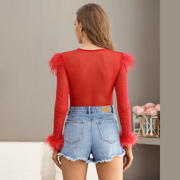 Цельное боди из кружева с блестками и стразами 95% полиэстер 5% спандекс