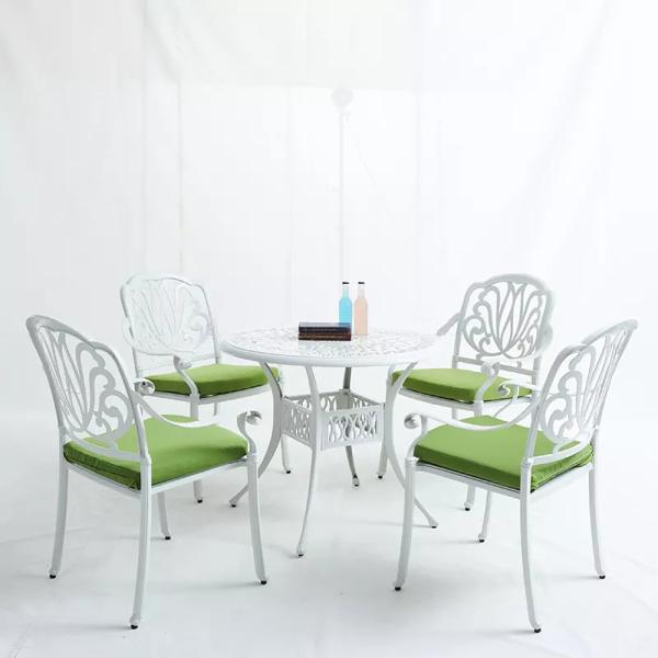 Outdoor Garden Furniture Metal Cast Aluminum Dining Set for Backyard Entertaining