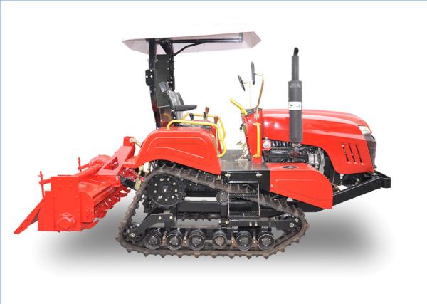 Crawler Type Agriculture Mini Tractors Working On The Farm Low Center Of Gravity
