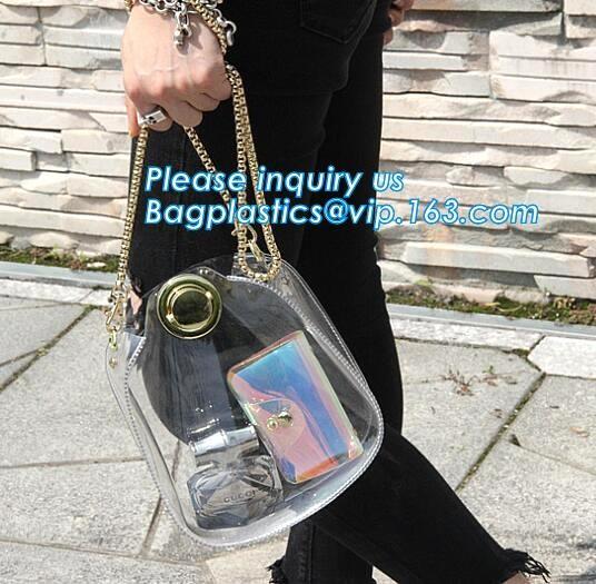 adjustable shoulder strap women nylon pvc tote bag, Summer Beach Clear PVC Shoulder Bag DIY Transparent Clutch Tote Bag