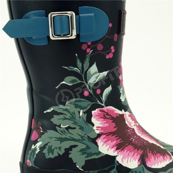 Floral Printed Waterproof Rubber Ankle Boots , Non Slip Size 9 Women'S Rain Boots