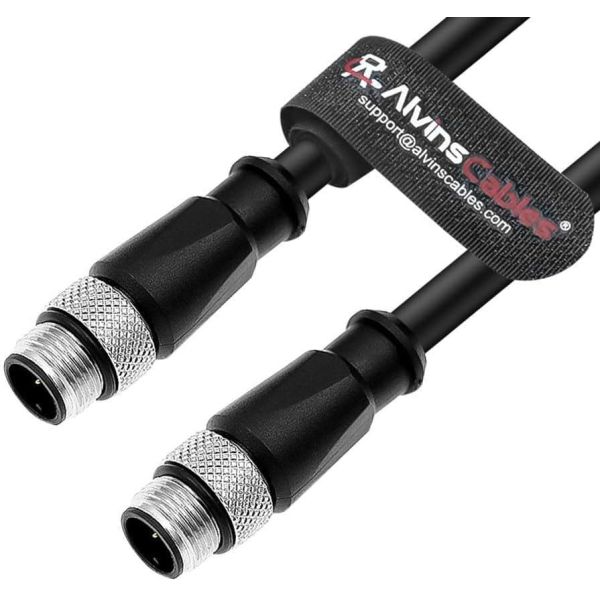 Alvin's Cables M12 A-Code 3 Pin Male to 3 Pin Male Sensor Actuator Cable for Industrial Sensors, Actuators, I/O Modules, High Flex 1m| 3.3ft