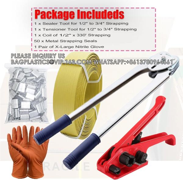 Pallet Strapping Kit, Banding Strapping Kit Tensioning Tool Sealer, 4000 Length Poly Strapping, Banding Tool