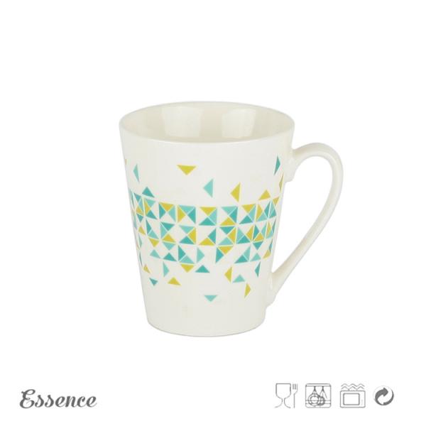 Brief Ceramic White Bone China Coffee Cups 10OZ Logo Printing Microwave Safe