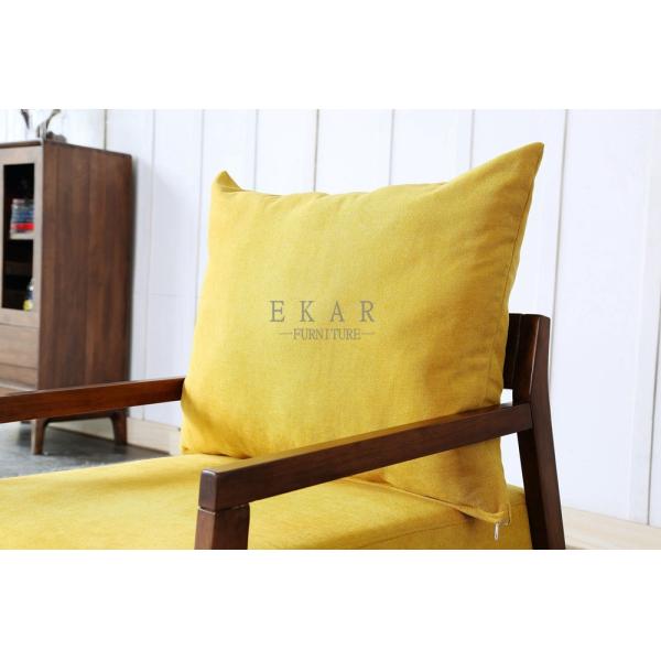 Solid Wood Frame Wooden Fabric Leisure Chair