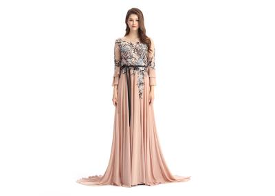 Multi Colors Prom Dresses With Sleeves Flower Fish Cut Appliqued Style