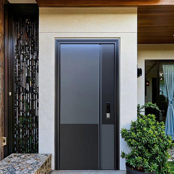 Customized Modern Exterior Steel Door Security Front Door House Entry Doorbell Optional