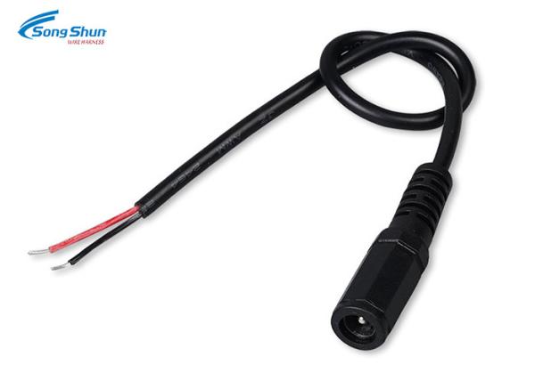 Black DC Power Extension Cable 24AWG UL2464 With Jack 5.5 X 2.1mm Male Plug