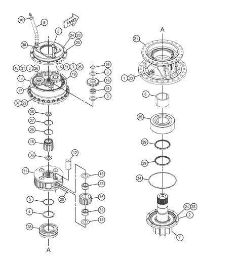 378-9545 3789545 4512796 451-2796 CA4512796 For CAT 390F EXCAVATORS PARTS Hydraulic Swing Motor SWING GEARBOX SWING REDUCTION GEARA SWING DEVICE (REAR) aftermarket Original