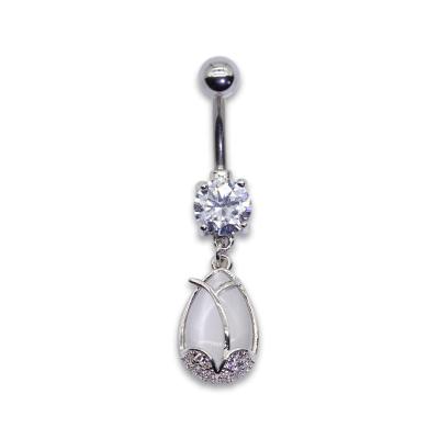 Water Drop Crystals 316 Stainless Steel Belly Button Rings Jewelry 10mm
