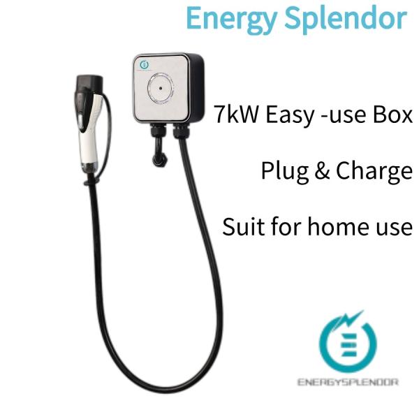 White 220V AC Wall Mounted EV Charger 7Kw Wall Box SAE J1772