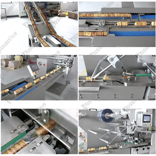 On Edge Cookies Packing Machine Electric Cookie Wrapping Machine 8kw