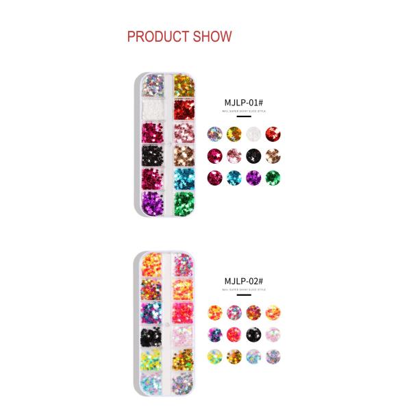 12 Grids Star Geometric Butterfly Nail Art Stickers Glitter Flakes Nail Art Sequins Paillette Confetti Holographic Laser Shining