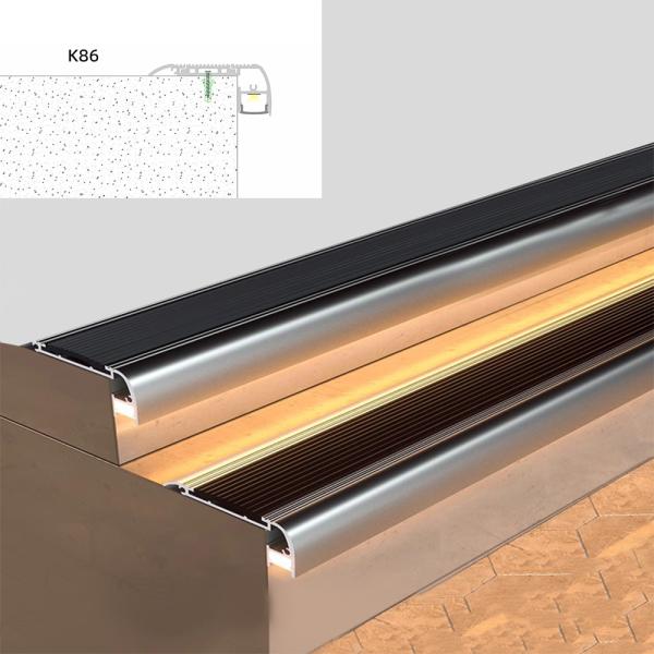 Perfil de escalera LED de aluminio 6063 65.0x27.5mm Longitud personalizada