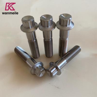 gr5 Ti6al4v 12pt flange screws M7 M8 Titanium bolt for wheel hub