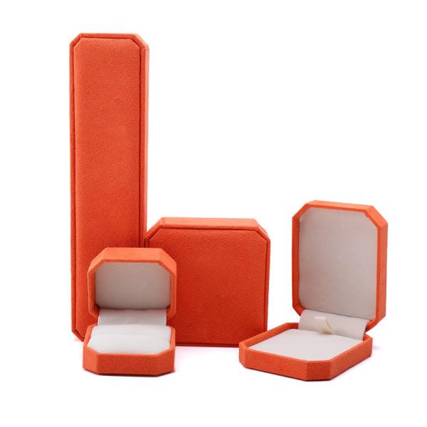 elegant handmade orange Octagonal Velvet Jewelry Box for Necklace Earrings Bracelet Ring packaging