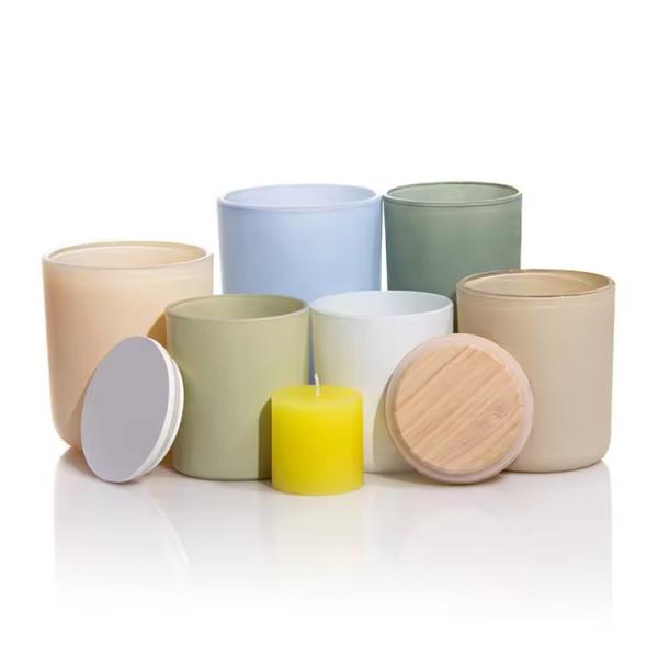Customized  For Transparent  Iridescent  Glass Candle Jars With Lid