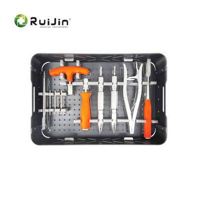Conjunto de instrumentos de parafuso de pedículo ortopédico de fixação interna posterior para implante cirúrgico da coluna vertebral