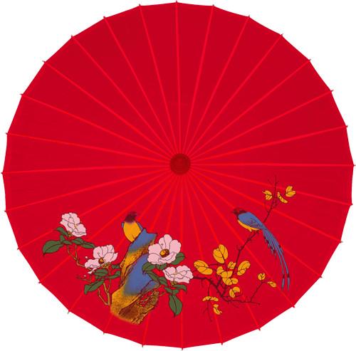 lovely gifts of bamboo parasols with polyester flower imprinting canopy