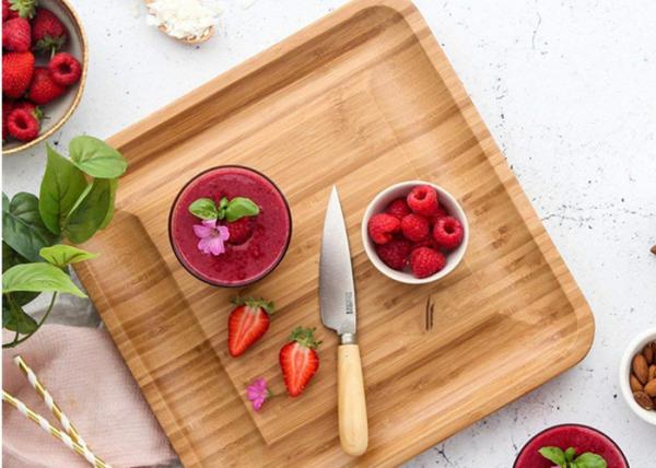 Food Level Multifunction Bamboo Cheese Cutting Board Large Square Shaped 13x13