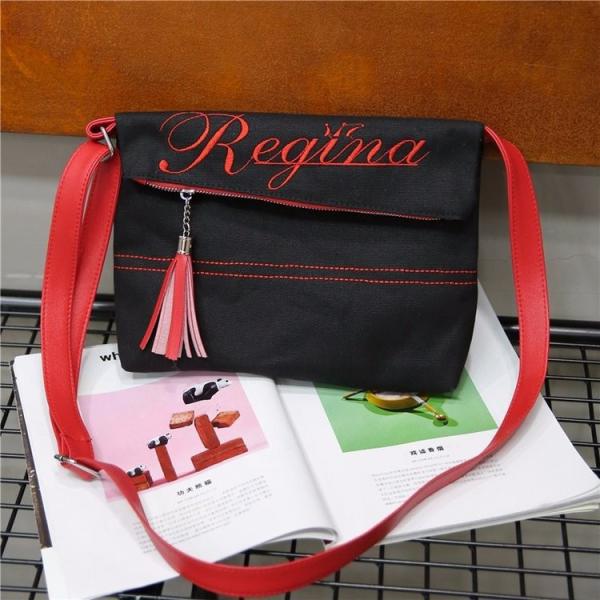 2018 new embroidered tassel single shoulder canvas bag Japan and south Korea fashion single shoulder messenger bag