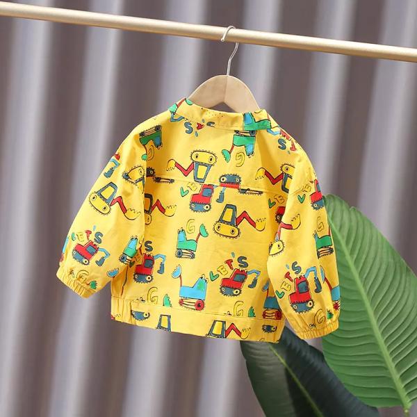 6 Years Unisex Spring Children'S Clothing Long Sleeve Denim Jacket Cartoon Car