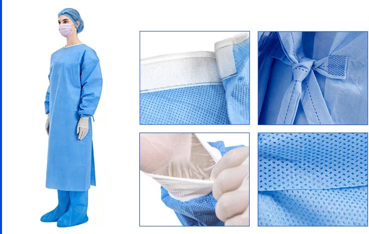 Haixin TG011R-r Sterile Reinforced Surgical Gown with SMMS Non-woven Fabric and CE Certification
