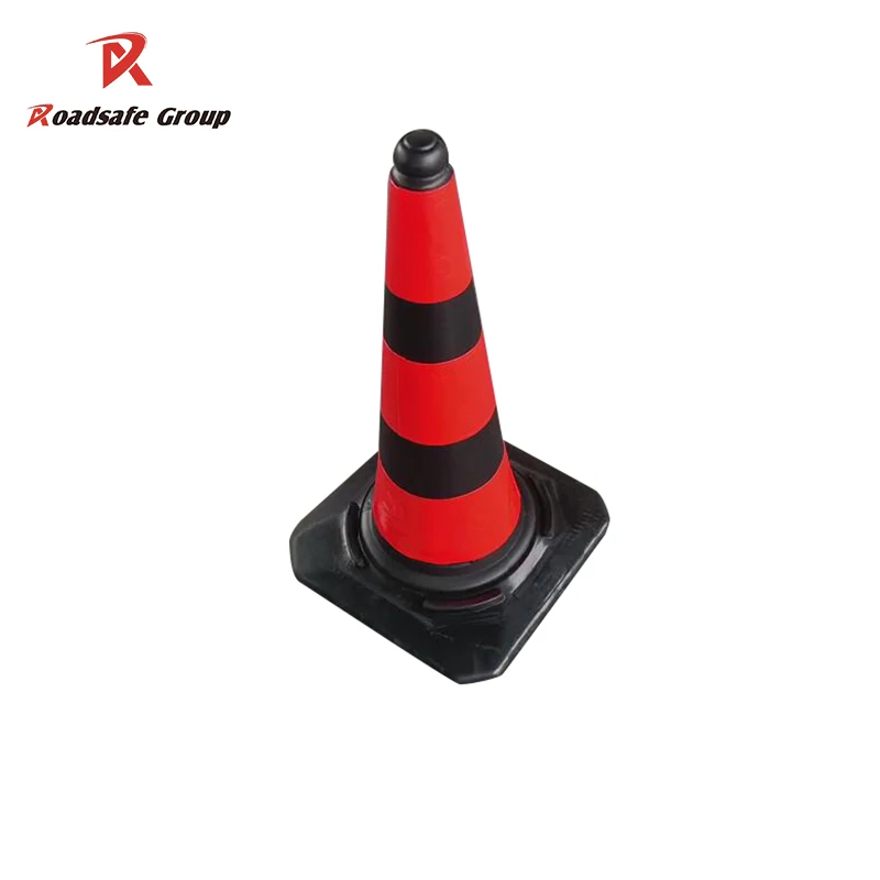 PE + Rubber Traffic Cone | 75cm (4kg) | Rubber Cones Road Warning Orange Black Cones Hot Selling Model for Israel & Palestine