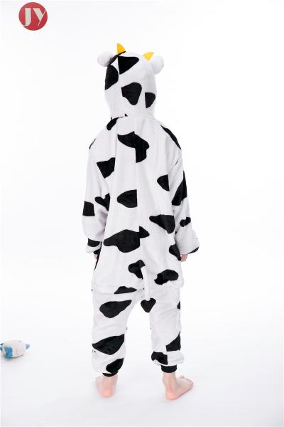 Wholesale Soft Fluffy Flannel Plush Cow Kids Animal Onesie Kigurumi Pajamas