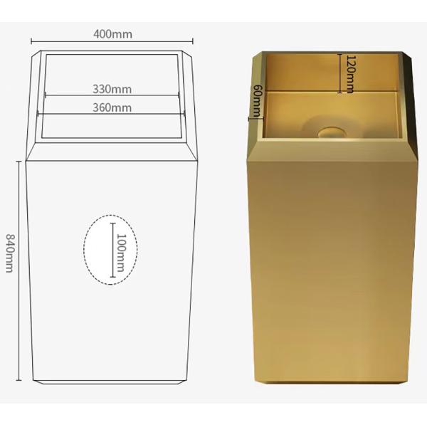 Square Stainless Steel Free Standing Washbasin Sink With PVD Nano Plating Brushed Finish