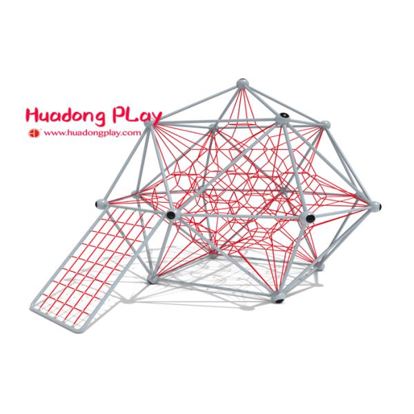 Multi Rope Climbing Playground Equipment Outdoor With Big Stainless Steel Slide