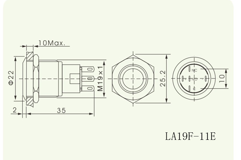 Отрезок провода Connetor привел переключатель кнопки 19MM IP65 SS