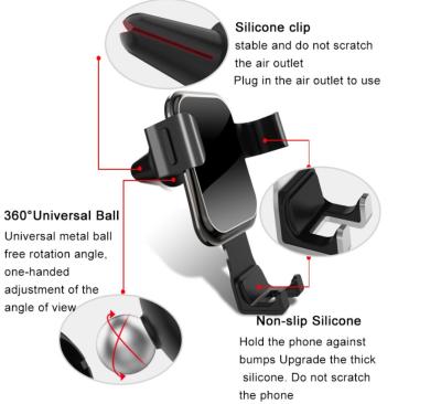 Ultra Thin Gravity Car Phone Holder 360 Degree Rotating 0.8cm Thickness