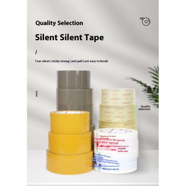 Ultra-Quiet Red Warning Poker/Supoker Silent Tape for Carton Sealing Single Sided BOPP for Logistics Express Soundproof Packing