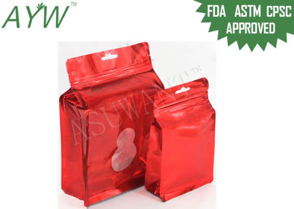 Glossy / Matte Reclosable Flat Bottom Plastic Bags With Transparent Tea Pot Window