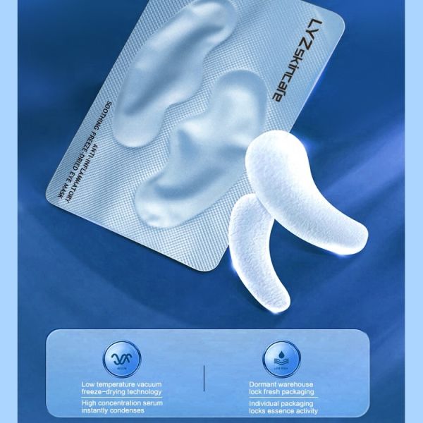 OEM Custom Blue Copper Prptides Freeze Dried Eye Mask China Factory Hyaluronic Acid Peptide Removes Dark Circles Whiten Eye