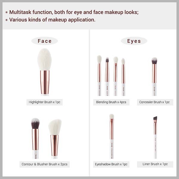 Portable Fluffy Wood Handle Makeup Brushes Eco friendly soft Firm Hair