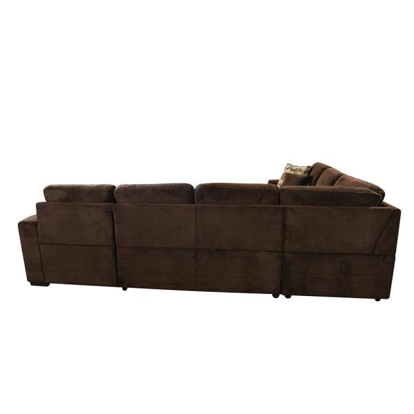 chocolate pineapple pattern u-shaped 2seater single armrest loveseat pull-out bed sectional sofa bed sets