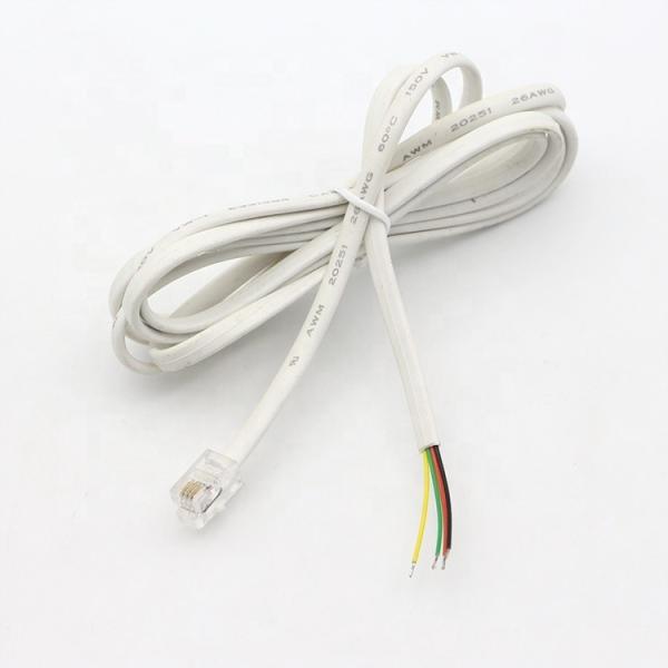 OEM 1m  White Black RJ9 RJ11 Male 4p4c to Stripped Wire Open Cable