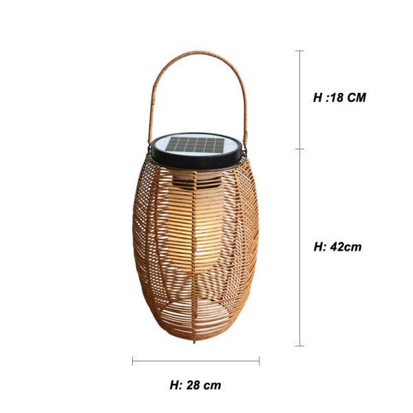 Outdoor Rattan Woven Solar Lights Lantern Waterproof For Garden Landscape