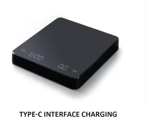 3kg/0.1g Espejo LCD sigiloso de alta precisión Botón táctil de algodón recargable Escala de café para el hogar temporizador Diseño elegante y moderno