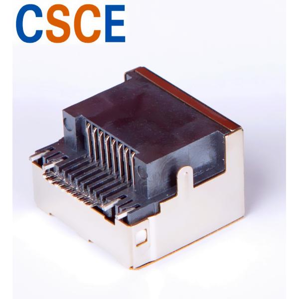 Right Angle RJ45 SMD Connector , PCB Shielded SMT RJ45 Jack Housing Material LCP