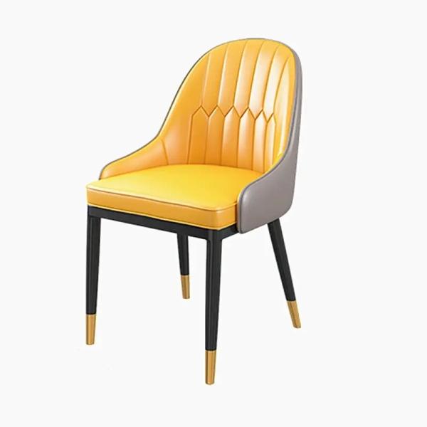 Silla de comedor de cuero de PU moderna con patas de metal - ajustable