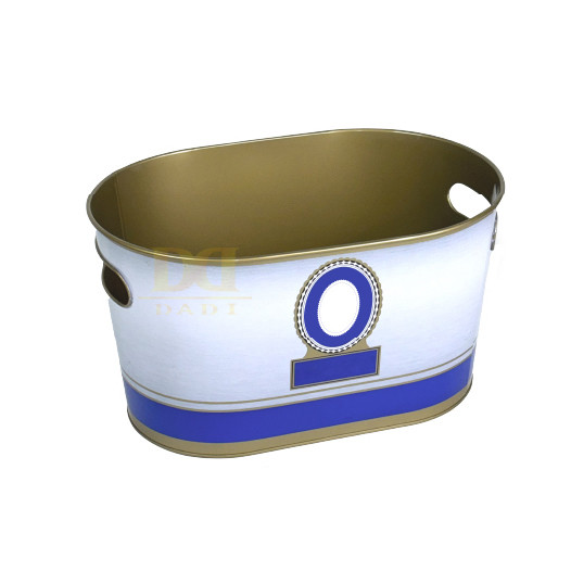 DADI 5L Round Metal Tin Ice Bucket With Custom Logo for 6 Bottles Beer