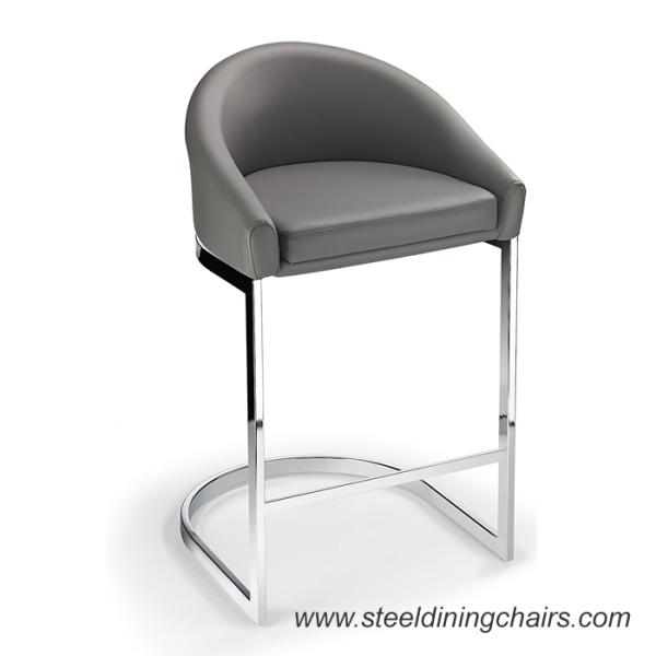 Kitchen Polished Stainless Steel 85CM 51CM White Upholstered Bar Stools