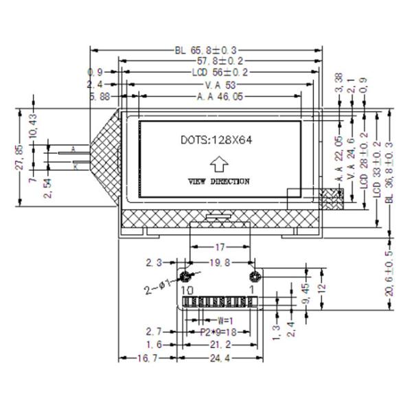 Цвет предпосылки модуля LCD COG интерфейса 128x64 SPI желтый зеленый